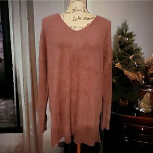 Women's Autumn/Winter Blended Knitted Sweater V-Neck Long Sleeve Size XL